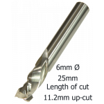 6mm Ø COMPRESSION 2F x 25mm x 11.2mm up/cut x 6mm 